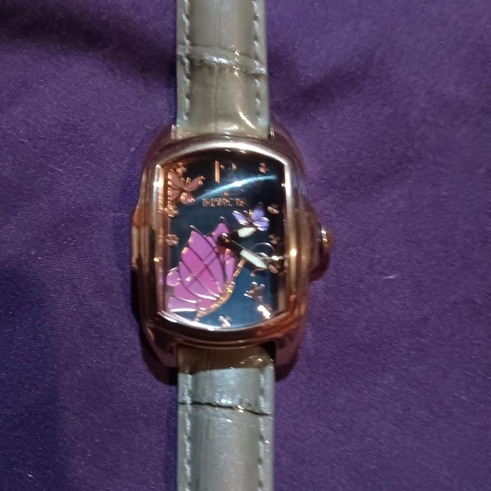 Rose Gold Invicta Watch with Butterfly Motif